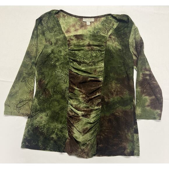 dressbarn Tops - Women’s Y2K Green 3/4 Sleeve Top Size Large Fairy Grunge Witchy Fall